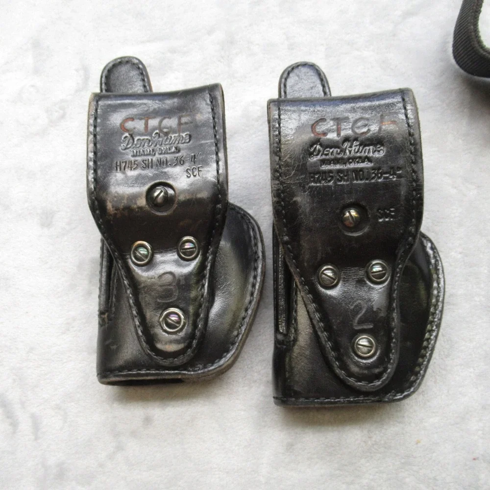 2 Pc Don‎ Hume Black Leather Double Magazine Holder Officer Duty H-745-4
